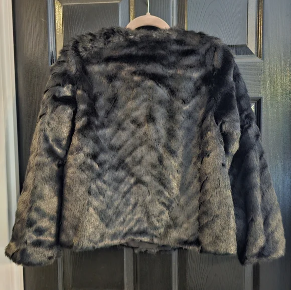 H&M Ladies Faux Fur Jacket Black XS - Picture 3 of 9